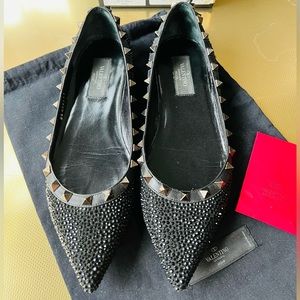 Valentino Nappa Crystal Rockstud Flats Size 7